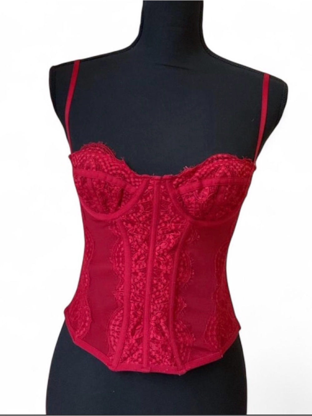 Urban Outfitters Red Lace Underwire Tank Bustier